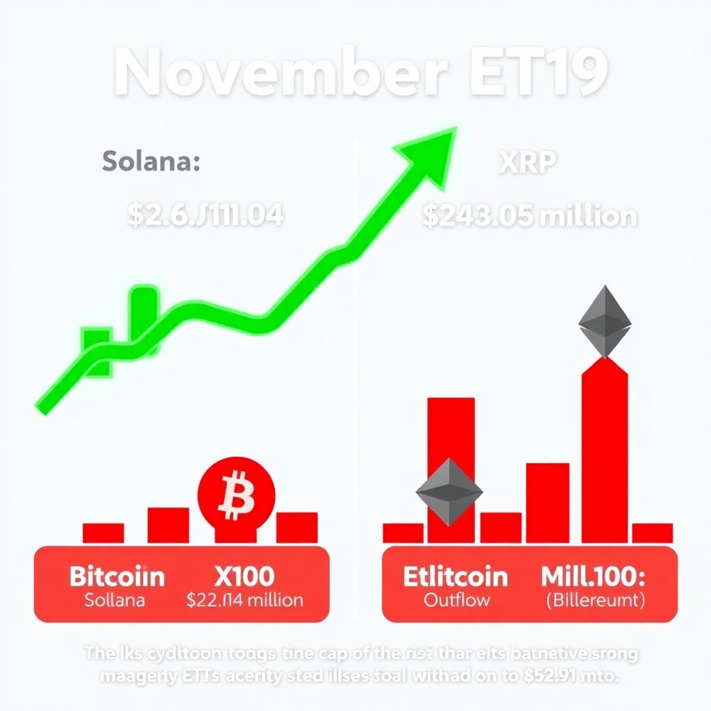Solana and Xrp etfs gain traction as bitcoin and ethereum see continued investor outflows