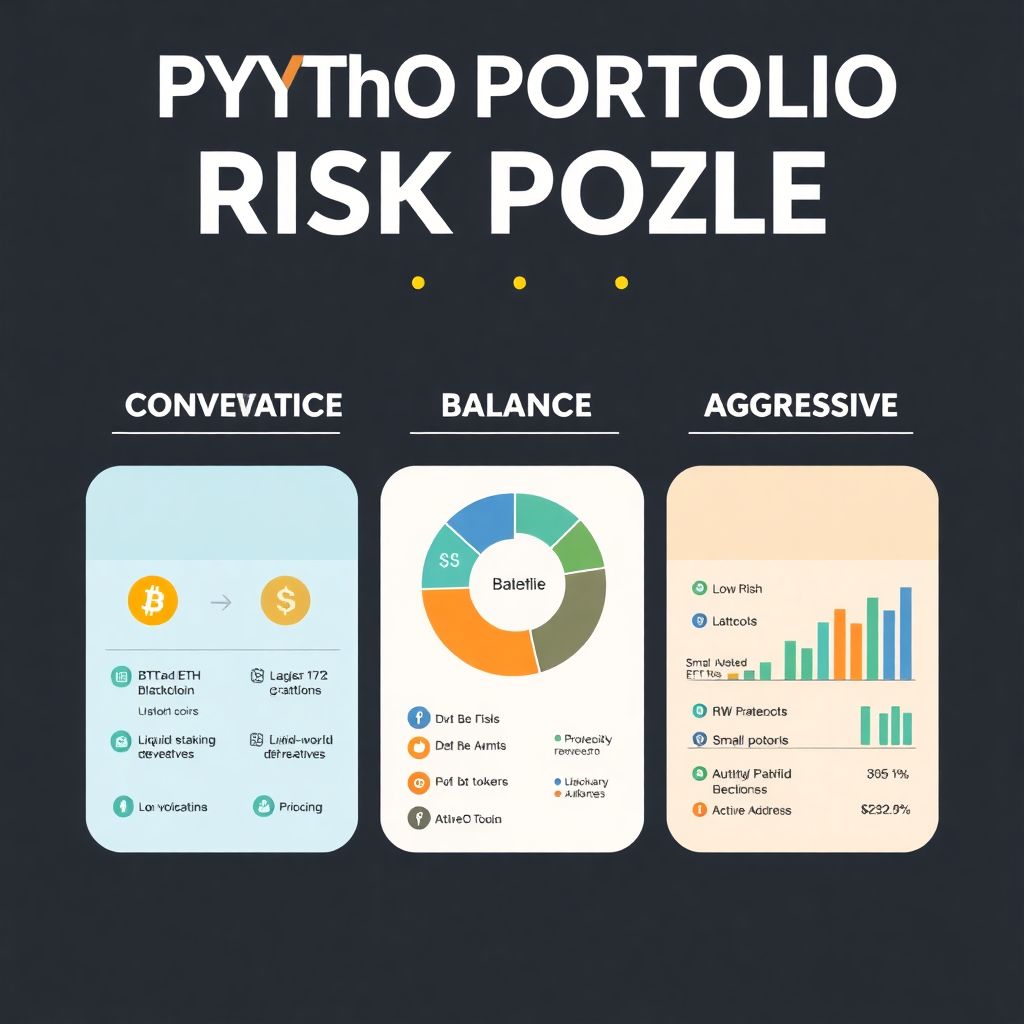 Crypto portfolio mix for different risk profiles from conservative to aggressive