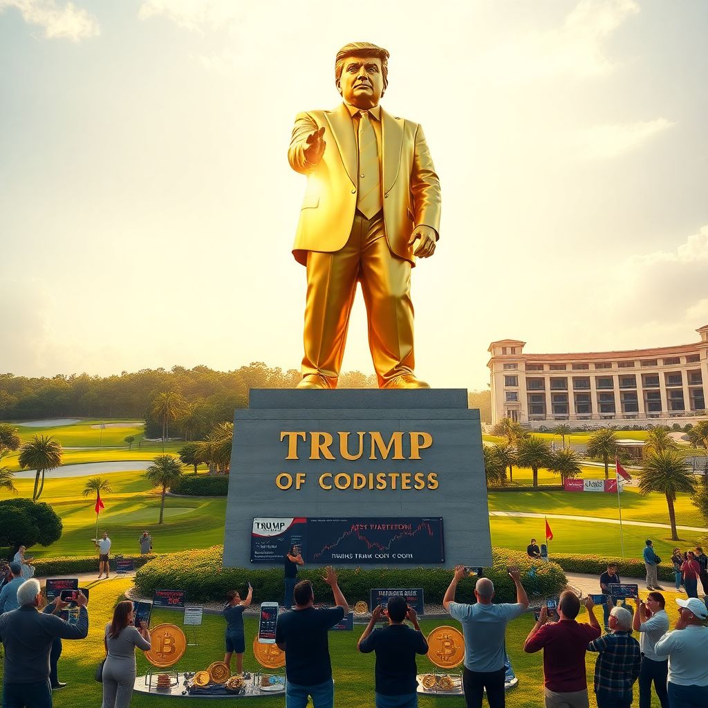 Maga’s golden trump statue and the Patriot memecoin crypto gamble explained